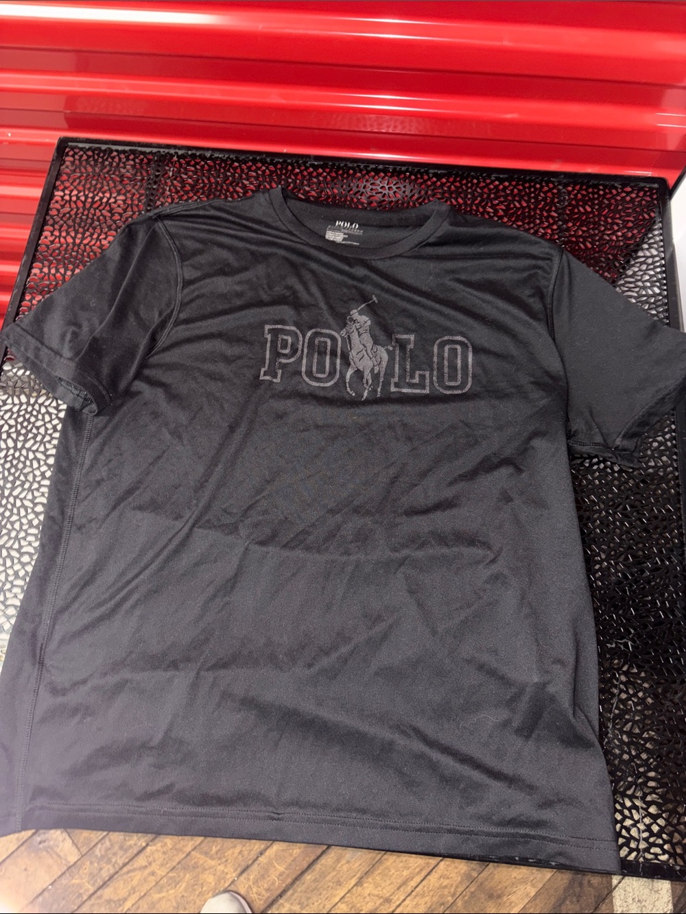 Polo Performance, Ralph Lauren black with spell out logo fits like small